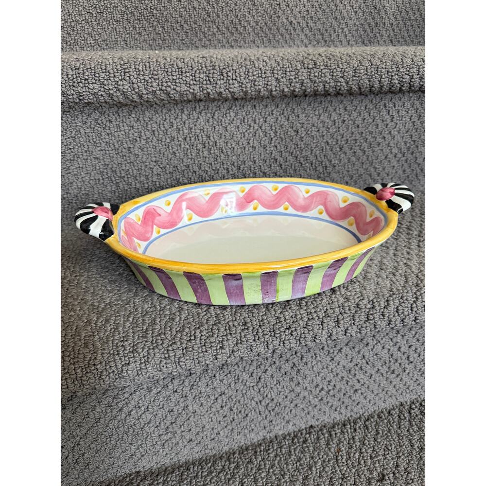 Mackenzie Childs Piccadilly Au Gratin 14” Casserole Baking Dish